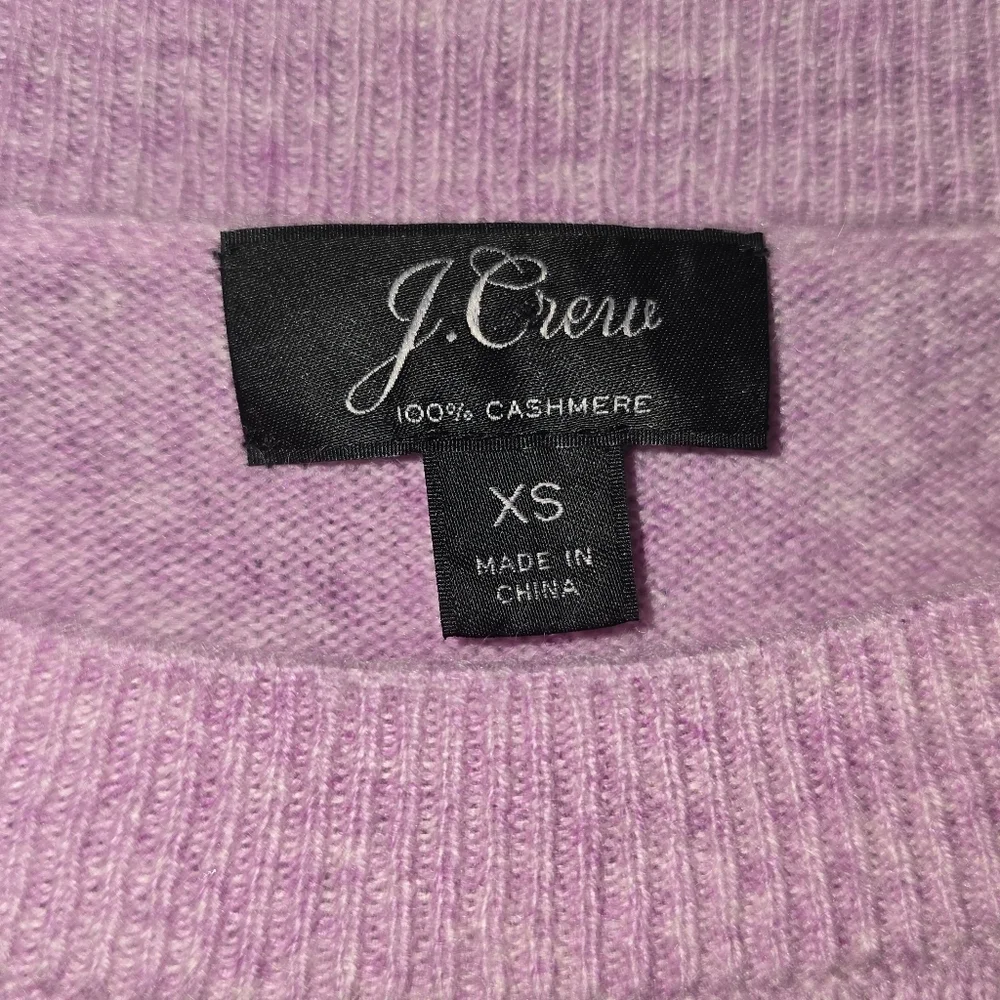 J.Crew 100% Cashmere Lilac Crewneck Sweater Lavender Luxury Knit Size XS